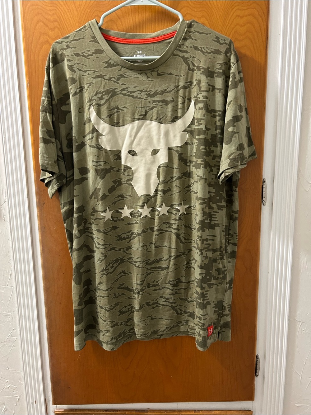 Under Armour Camo Bull Logo Short Sleeve Tee - Olive Green with Tan Accent